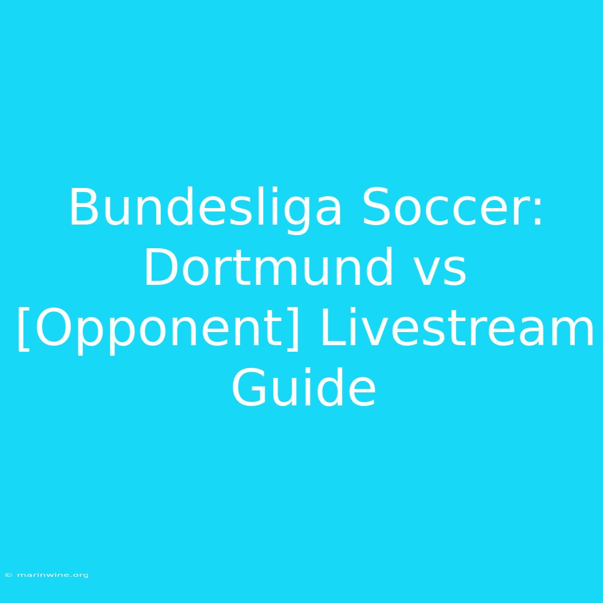 Bundesliga Soccer: Dortmund Vs [Opponent] Livestream Guide