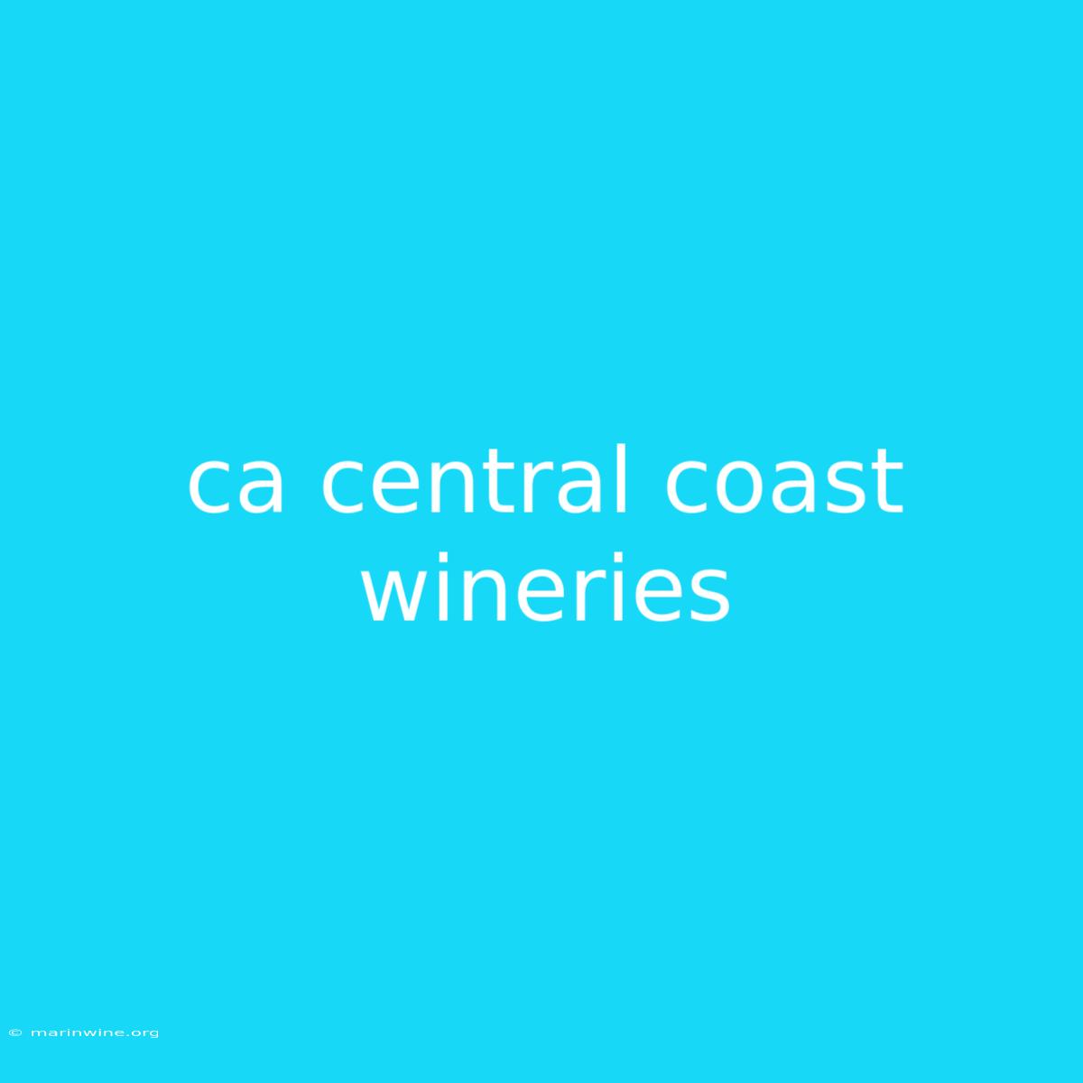 Ca Central Coast Wineries