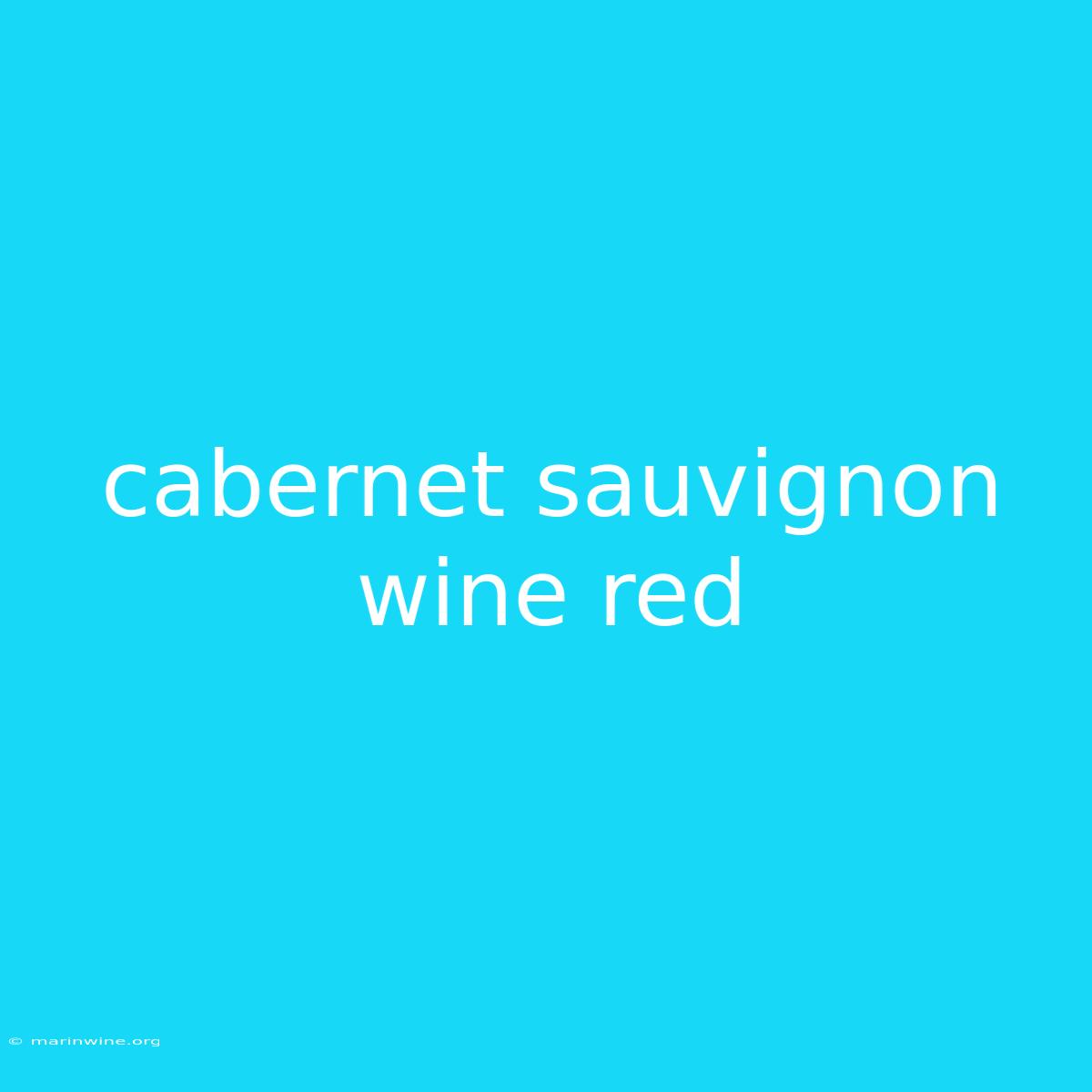 Cabernet Sauvignon Wine Red