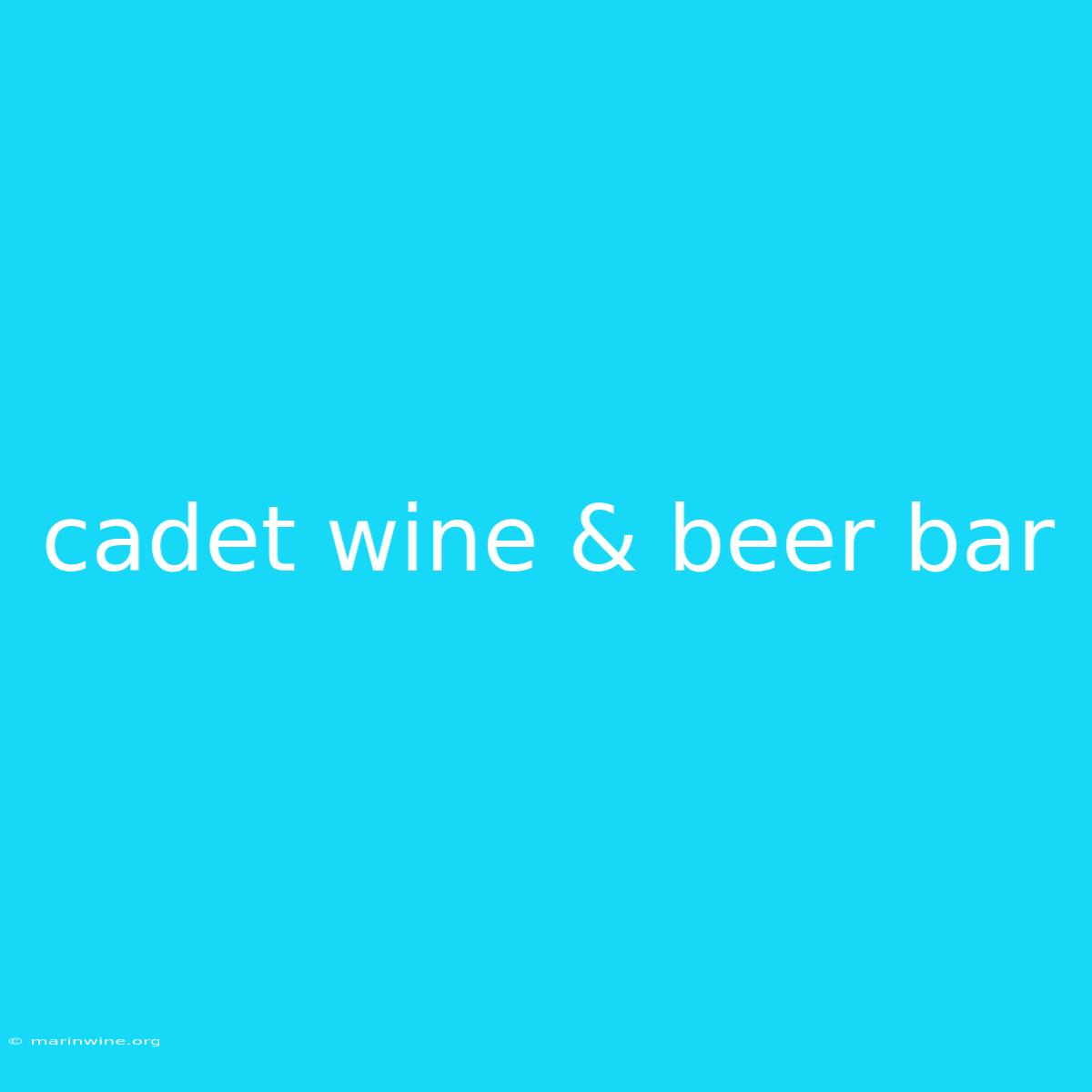 Cadet Wine & Beer Bar