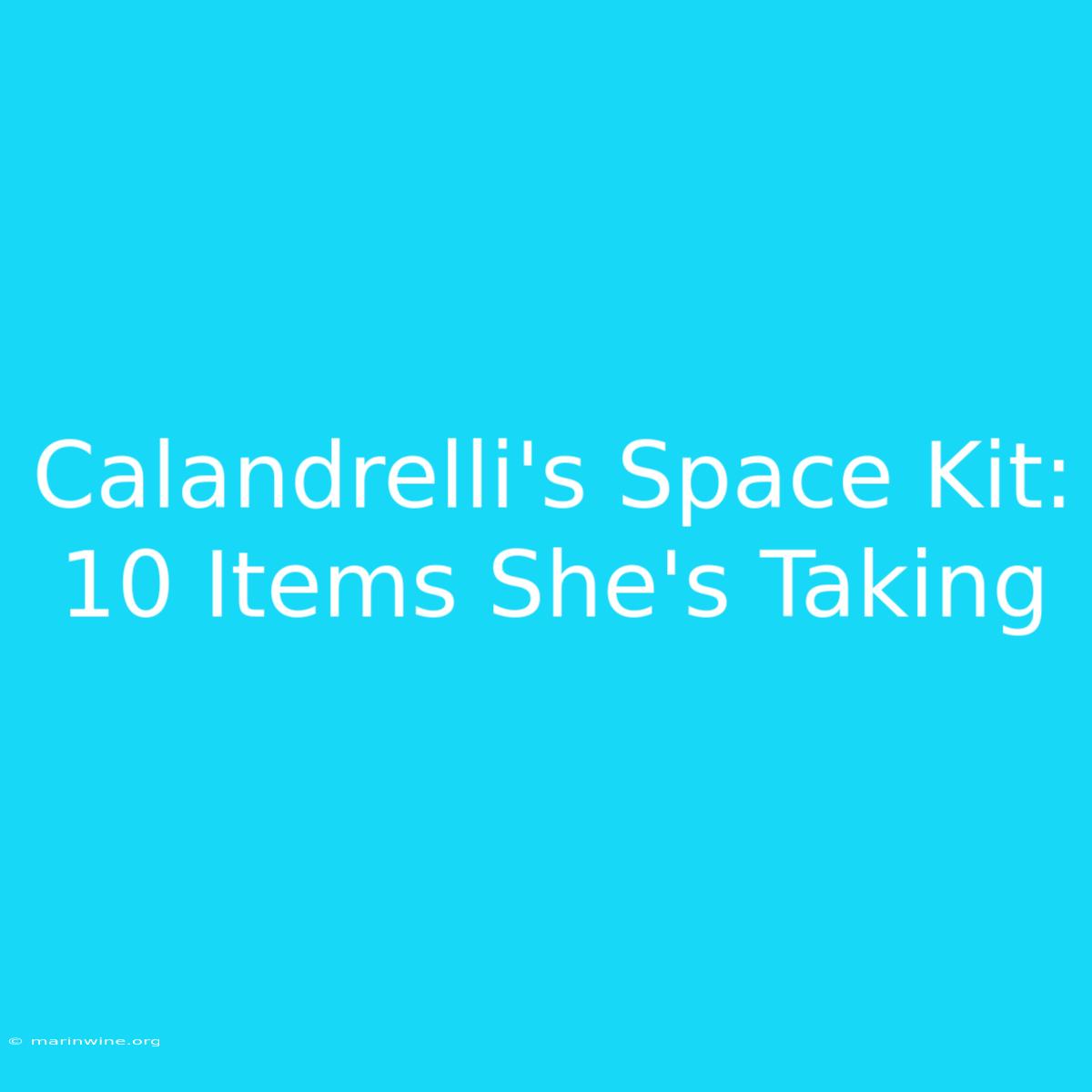 Calandrelli's Space Kit: 10 Items She's Taking