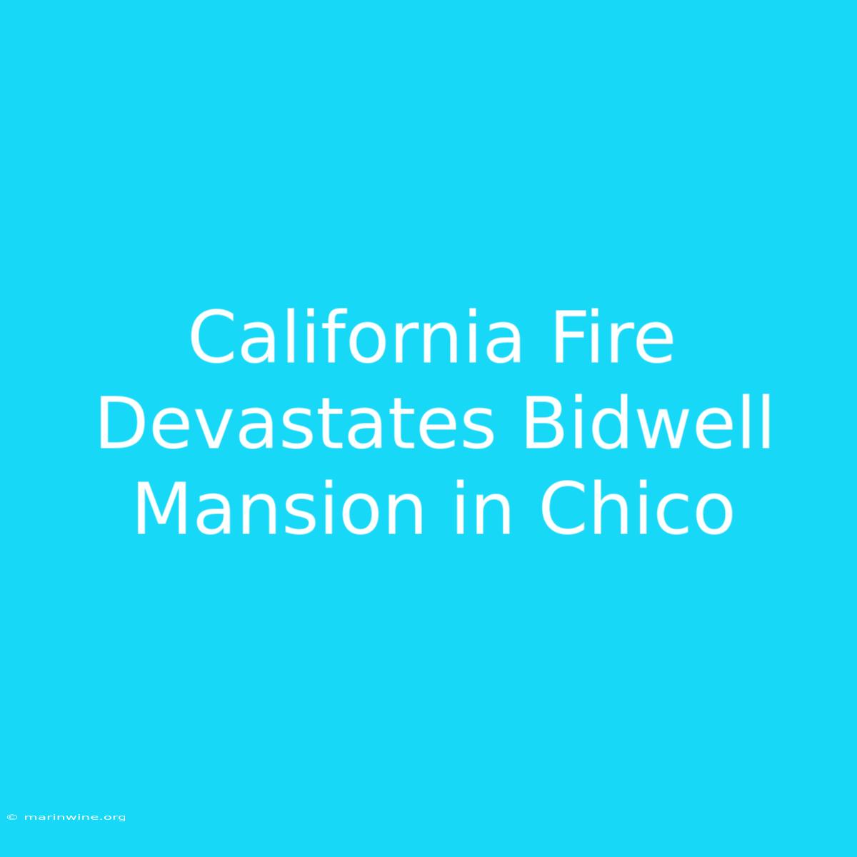 California Fire Devastates Bidwell Mansion In Chico