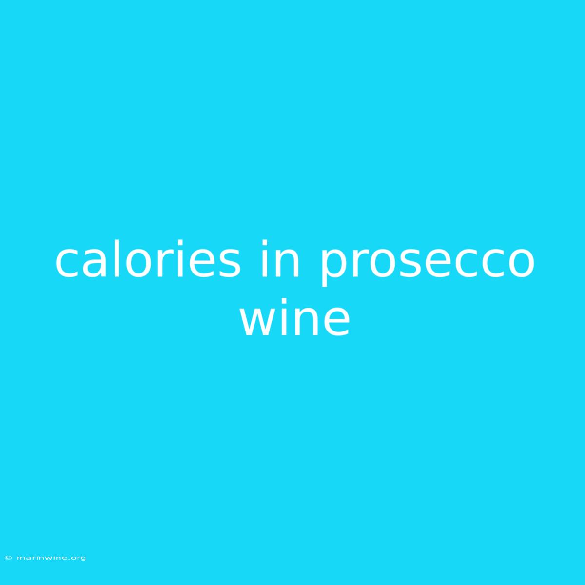 Calories In Prosecco Wine