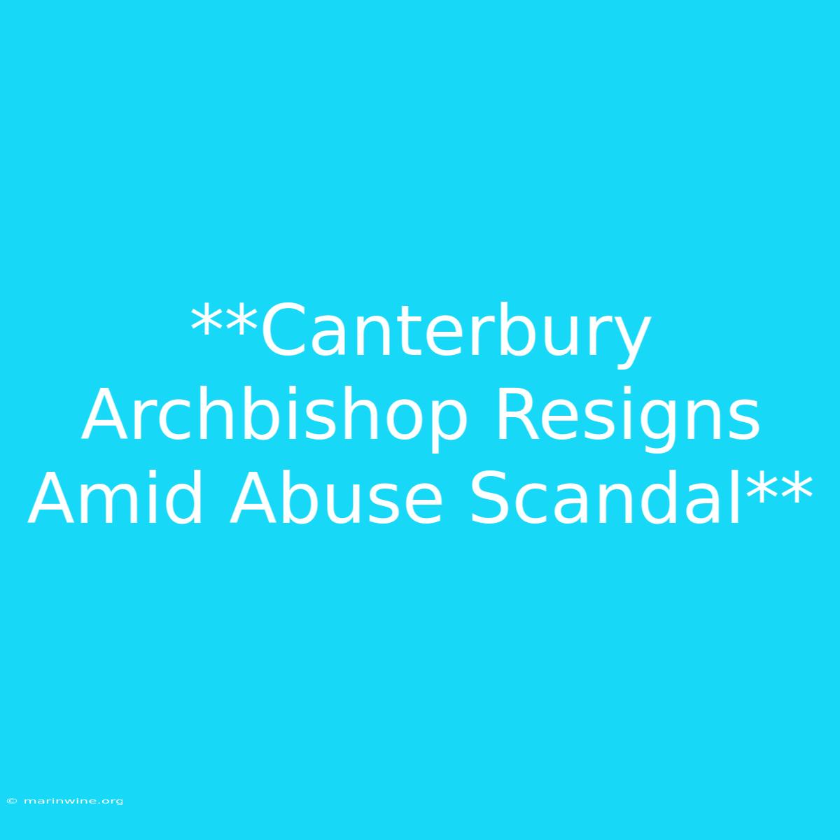 **Canterbury Archbishop Resigns Amid Abuse Scandal** 