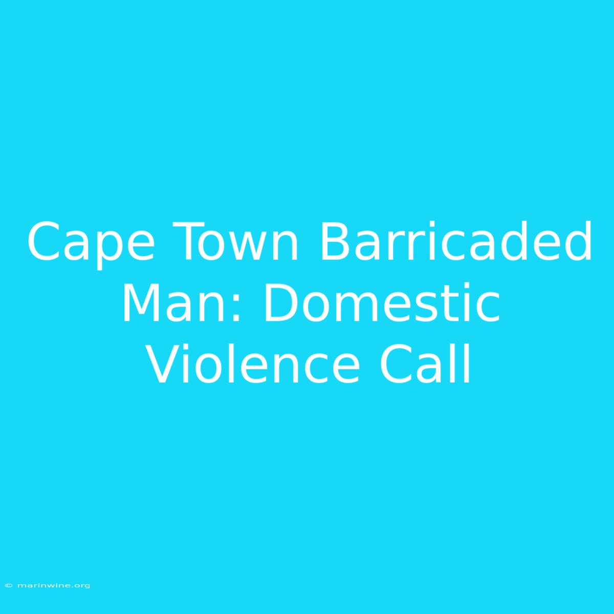 Cape Town Barricaded Man: Domestic Violence Call