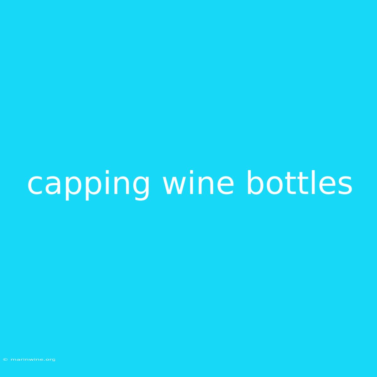 Capping Wine Bottles