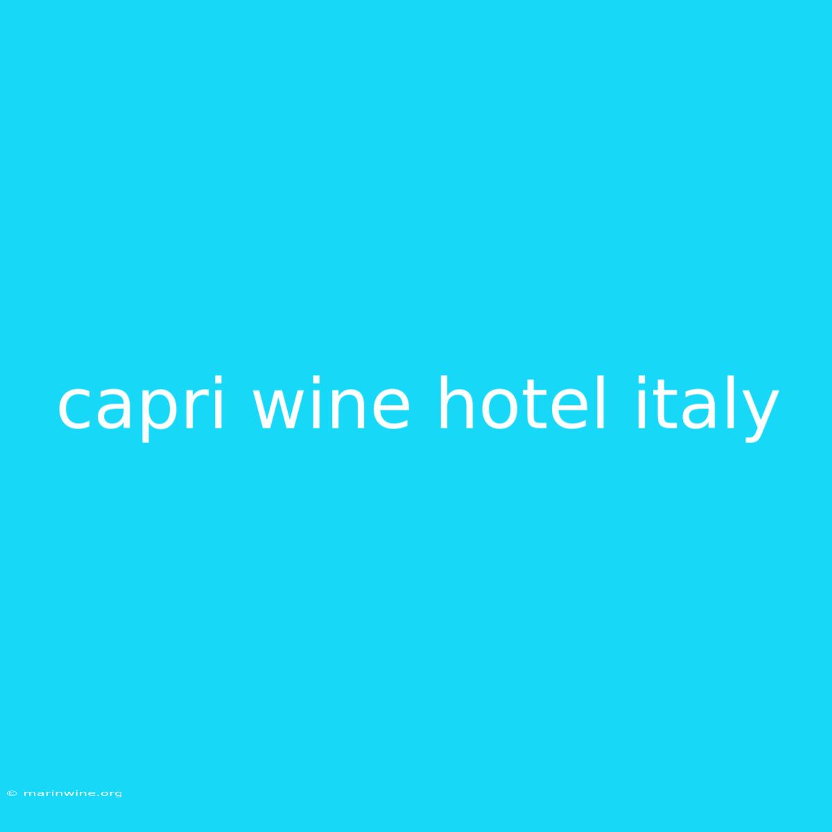 Capri Wine Hotel Italy