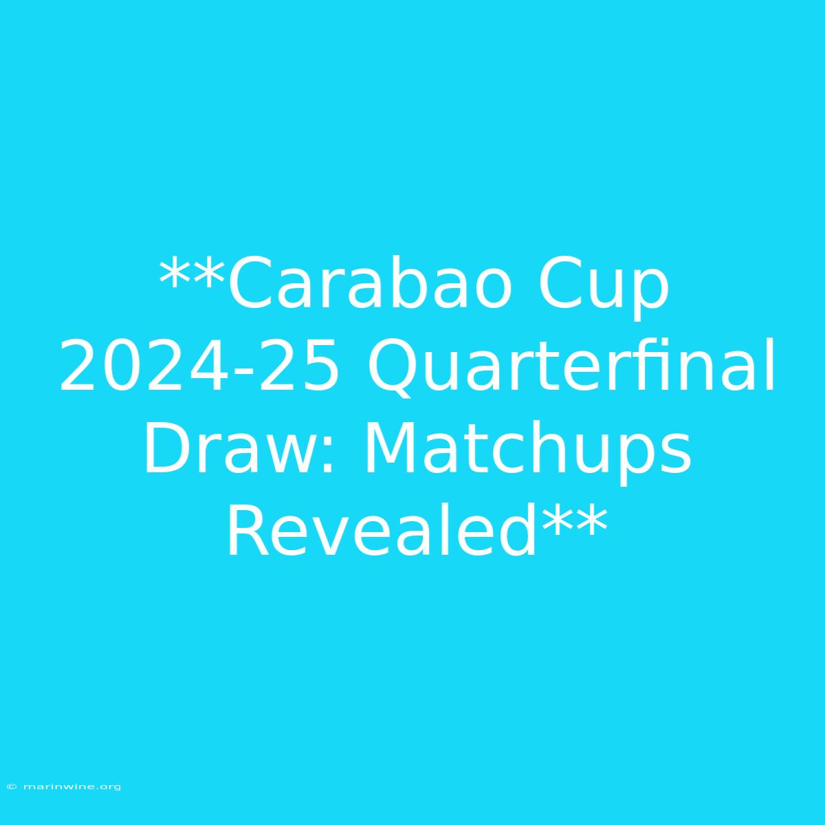 **Carabao Cup 2024-25 Quarterfinal Draw: Matchups Revealed**