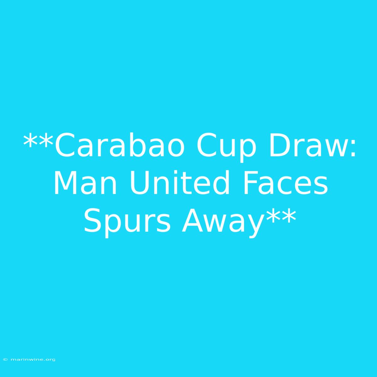 **Carabao Cup Draw: Man United Faces Spurs Away**