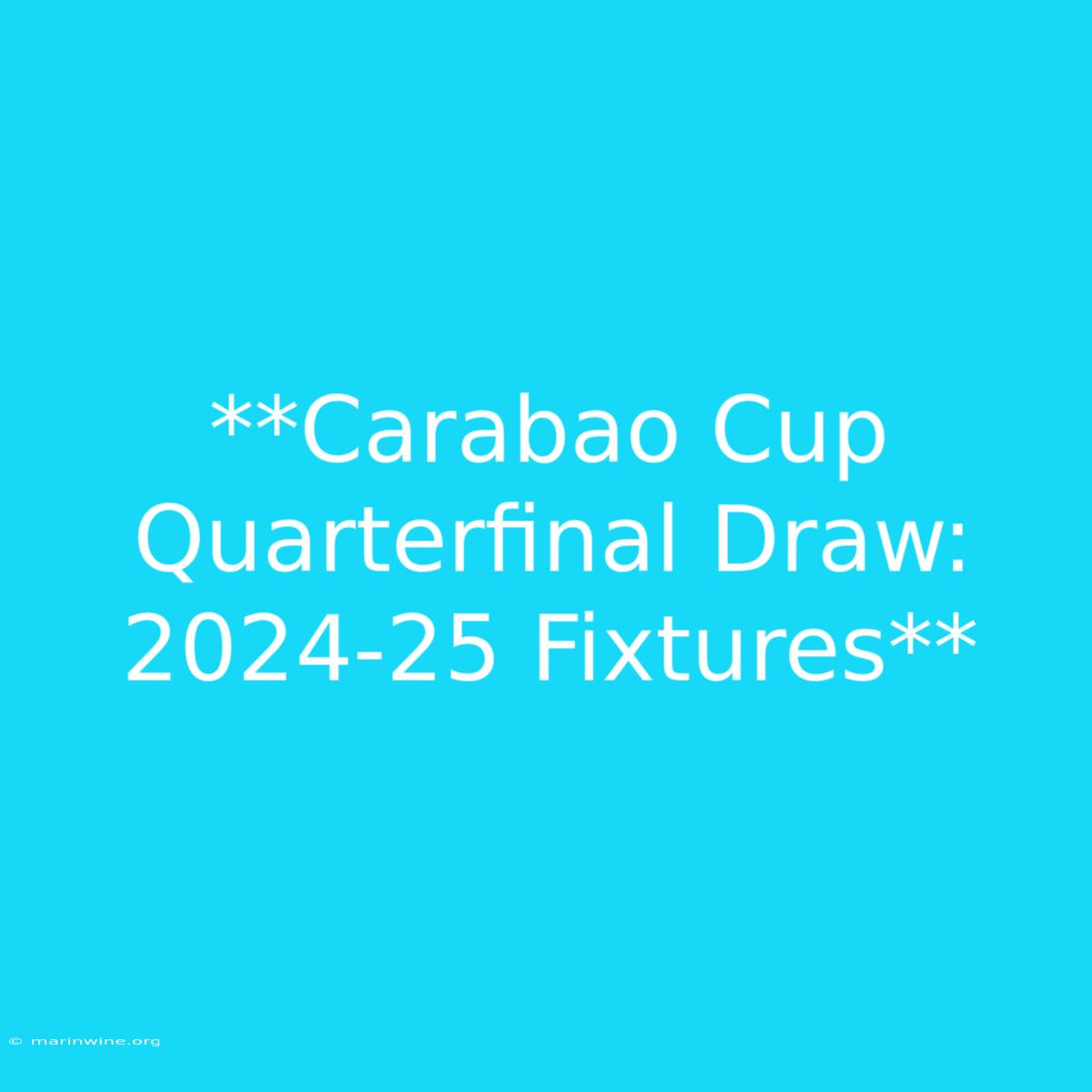 **Carabao Cup Quarterfinal Draw: 2024-25 Fixtures**