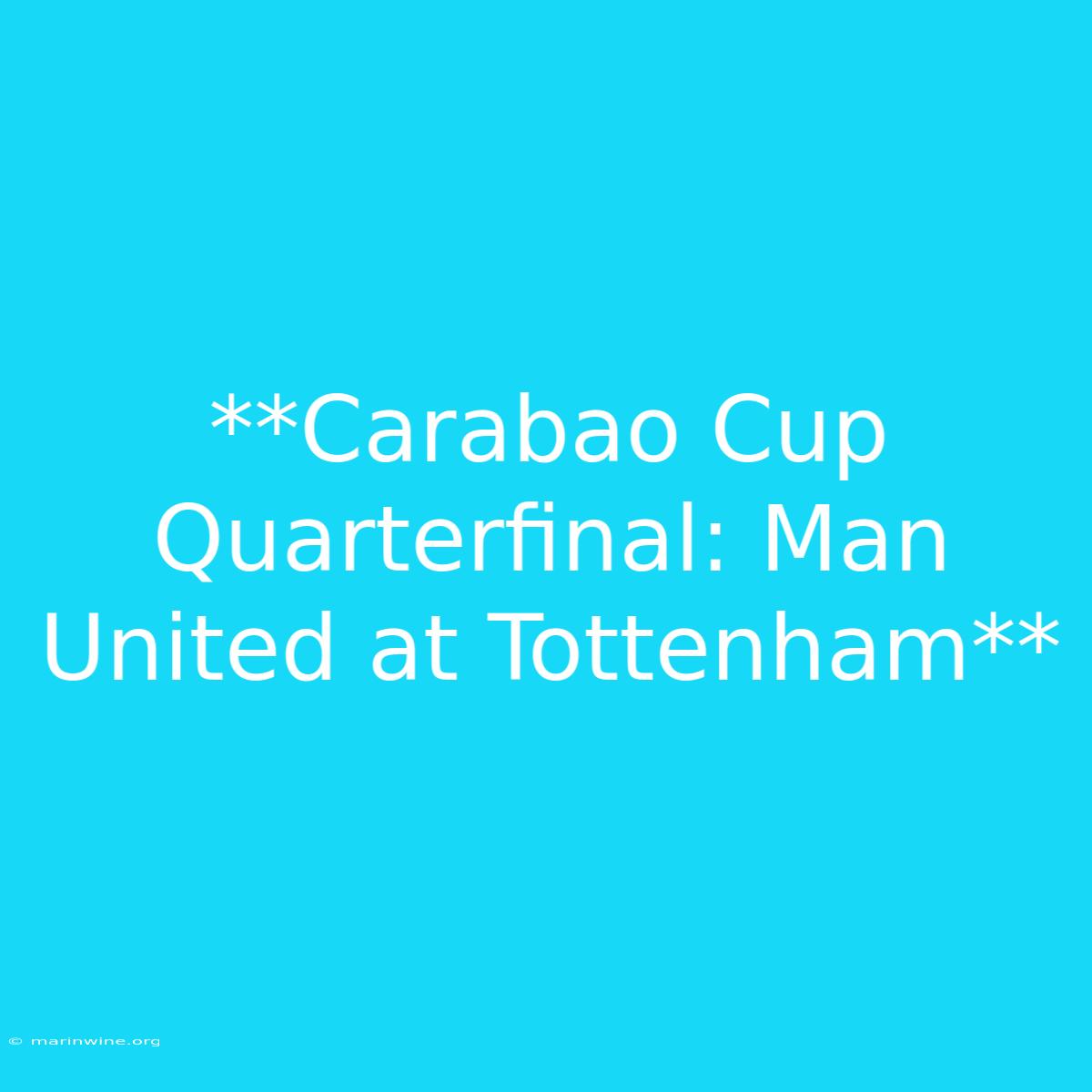 **Carabao Cup Quarterfinal: Man United At Tottenham**