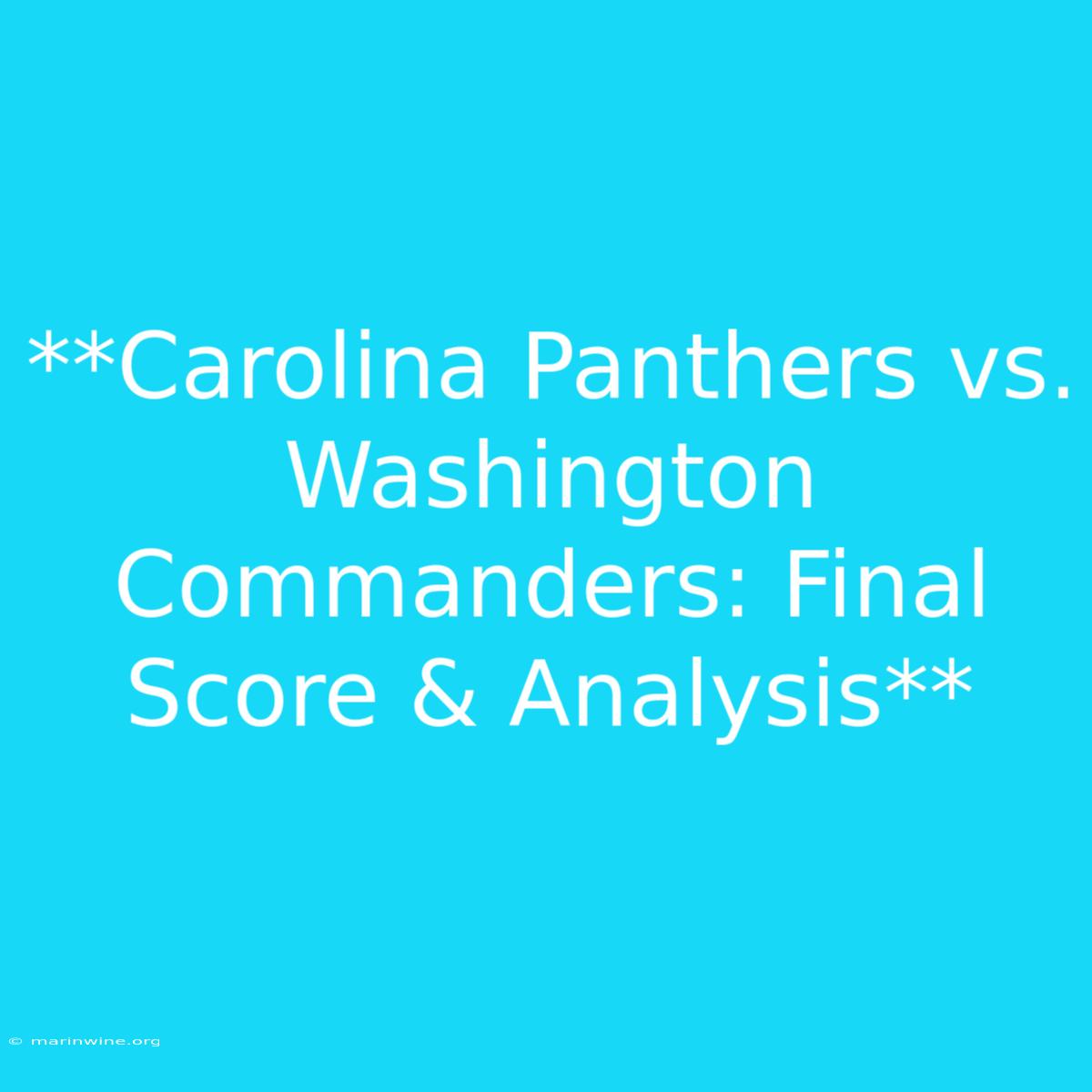 **Carolina Panthers Vs. Washington Commanders: Final Score & Analysis** 