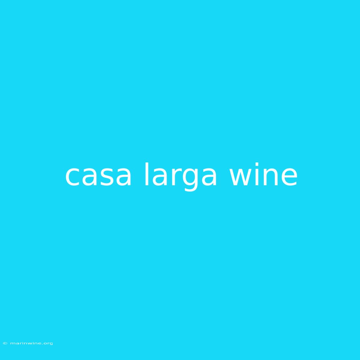 Casa Larga Wine