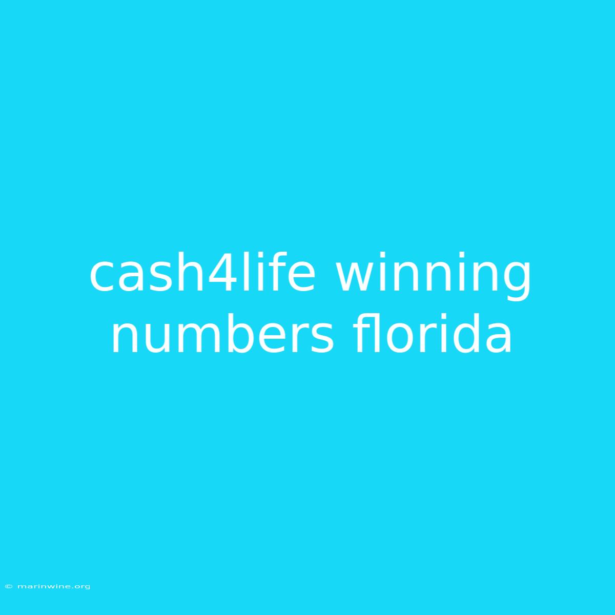 Cash4life Winning Numbers Florida