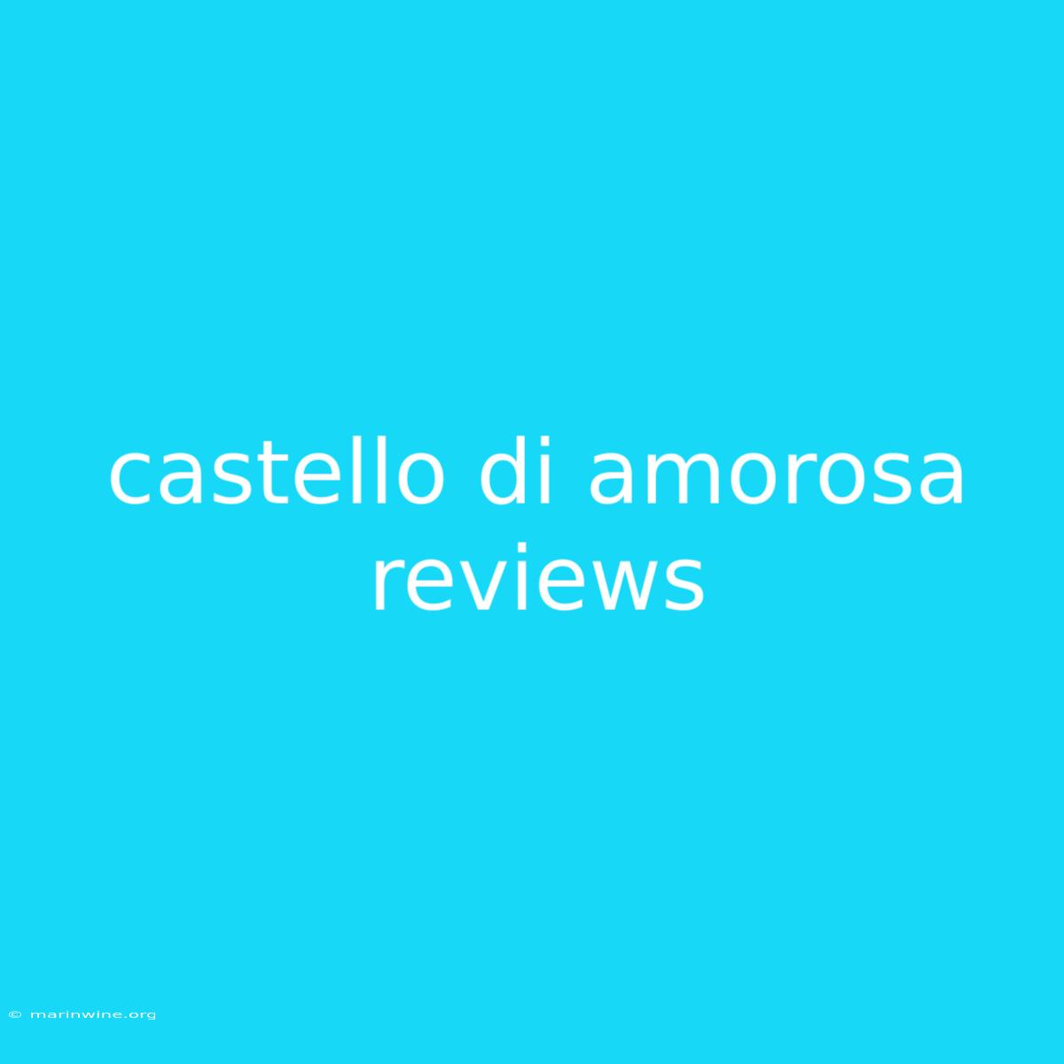 Castello Di Amorosa Reviews