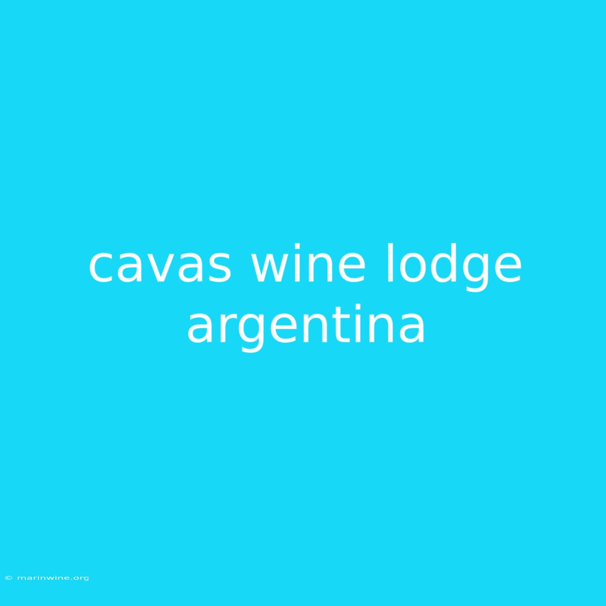 Cavas Wine Lodge Argentina