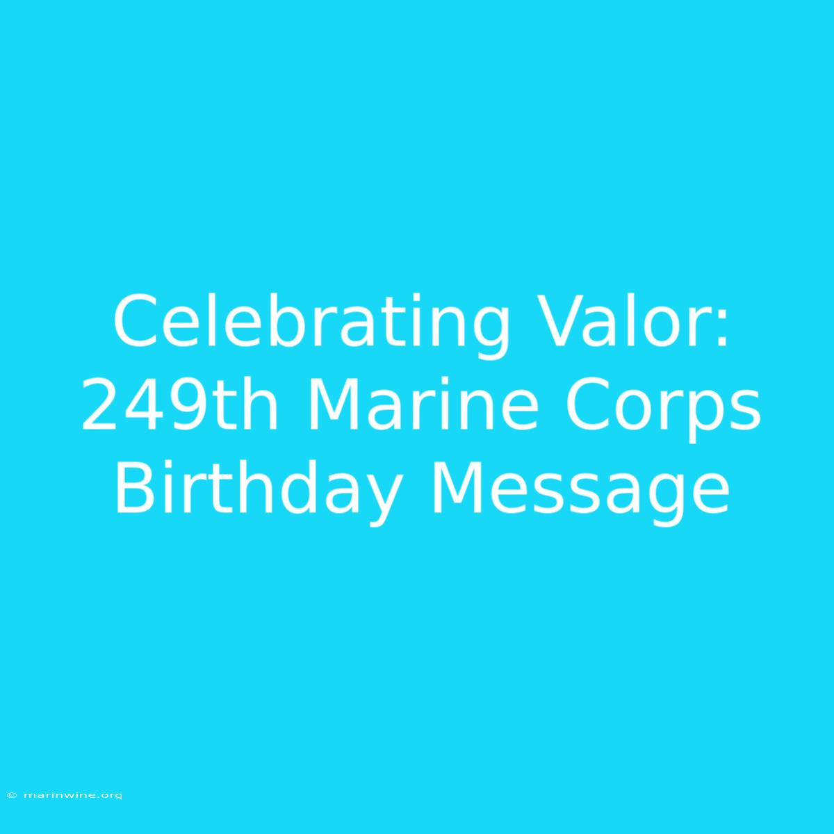 Celebrating Valor: 249th Marine Corps Birthday Message 