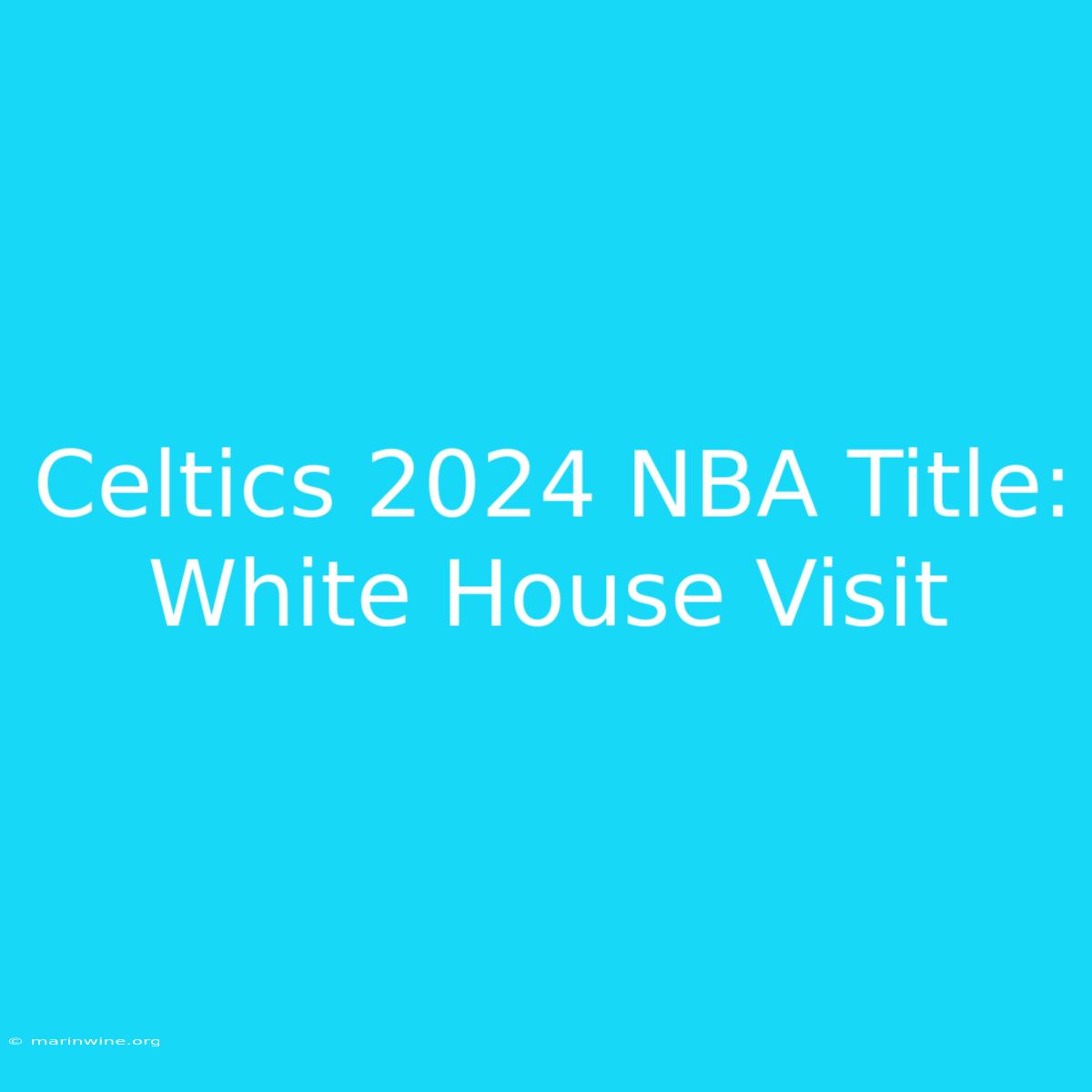 Celtics 2024 NBA Title: White House Visit