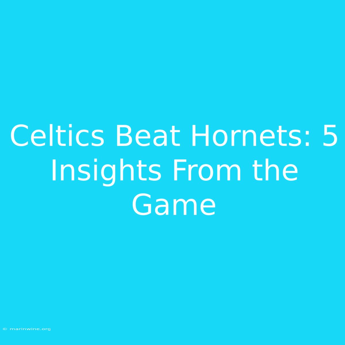 Celtics Beat Hornets: 5 Insights From The Game