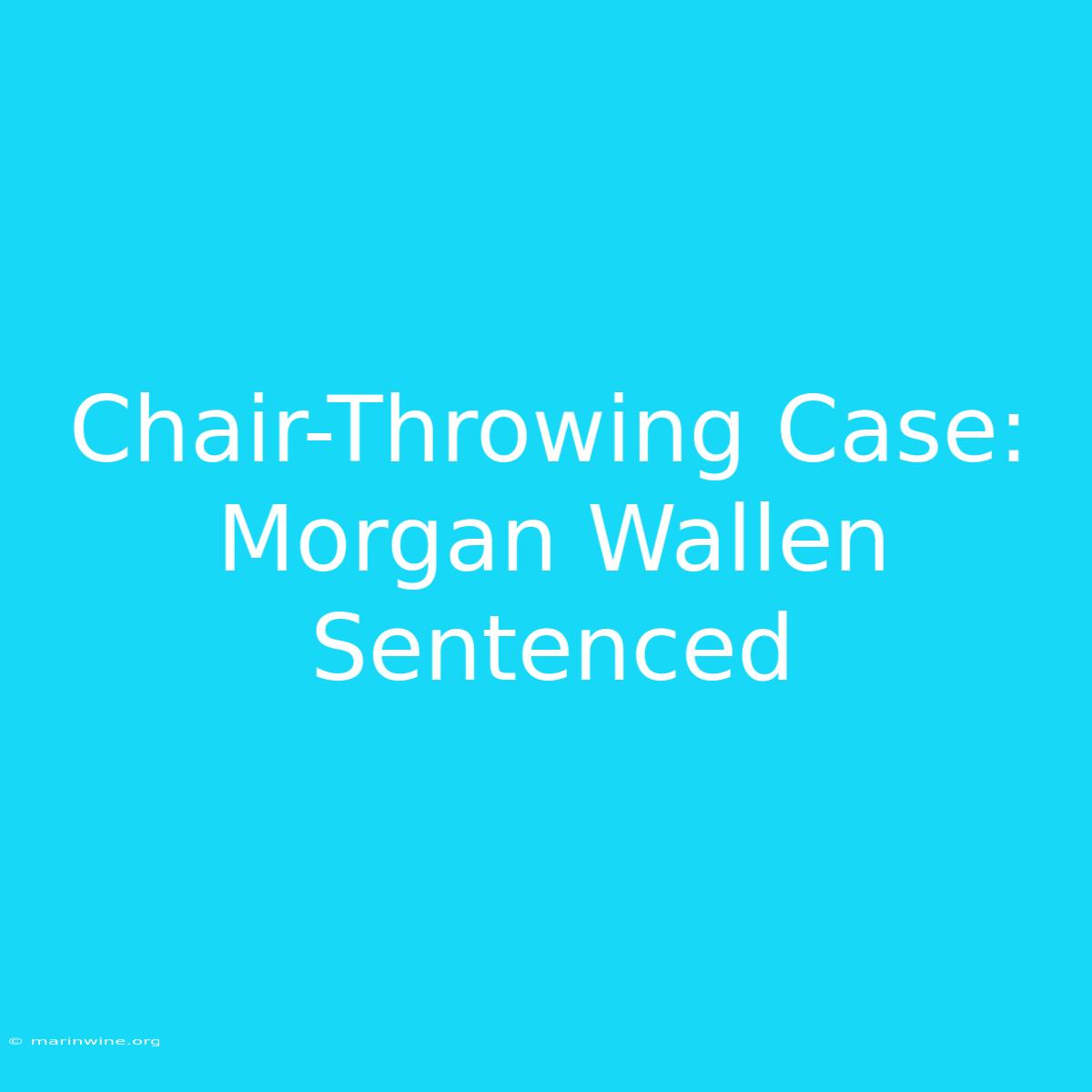 Chair-Throwing Case: Morgan Wallen Sentenced