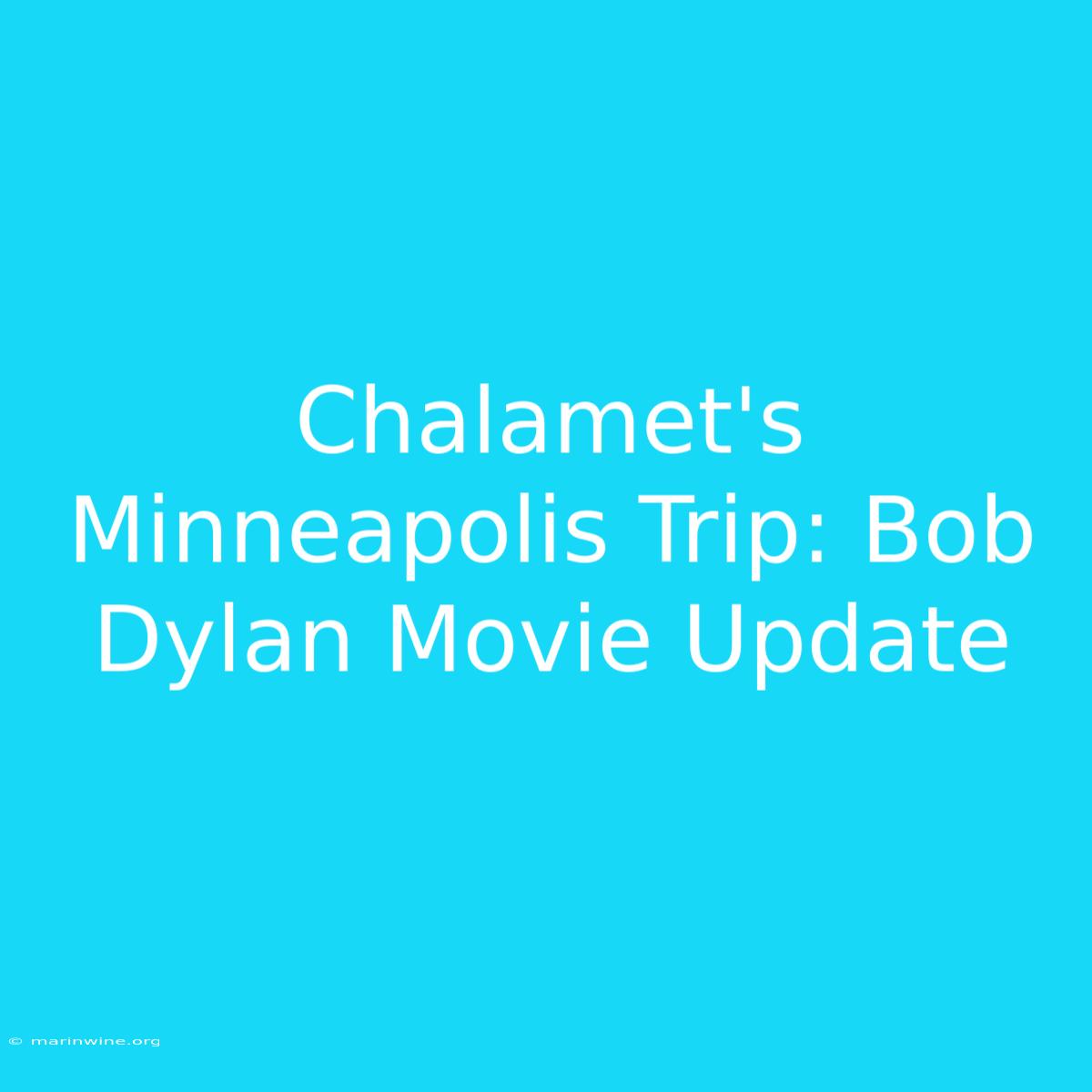 Chalamet's Minneapolis Trip: Bob Dylan Movie Update