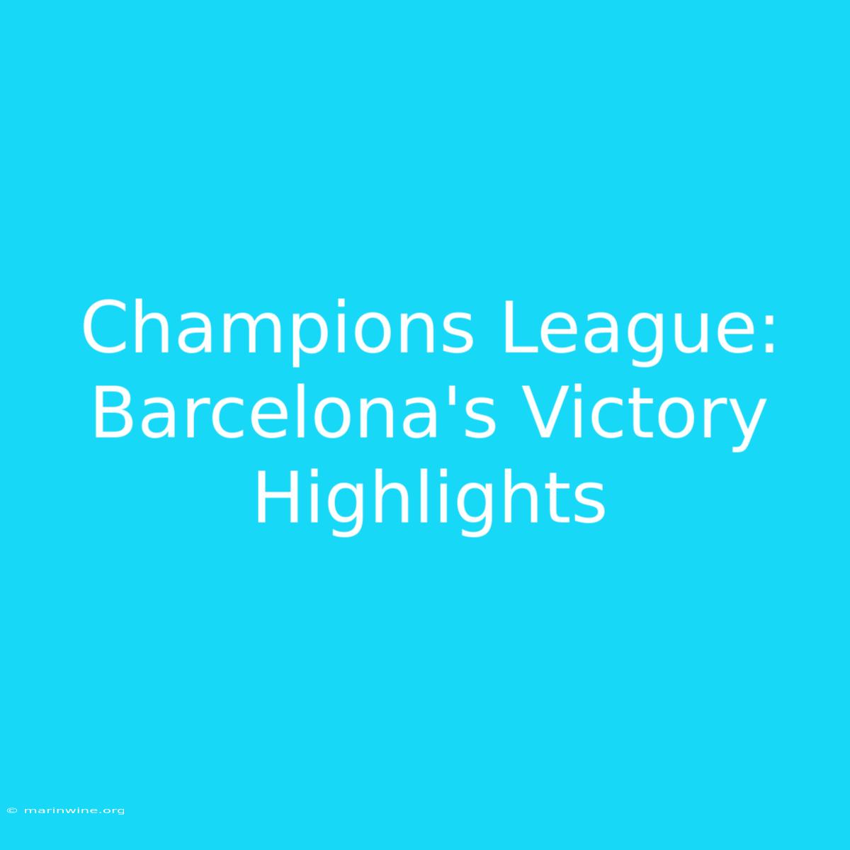 Champions League: Barcelona's Victory Highlights