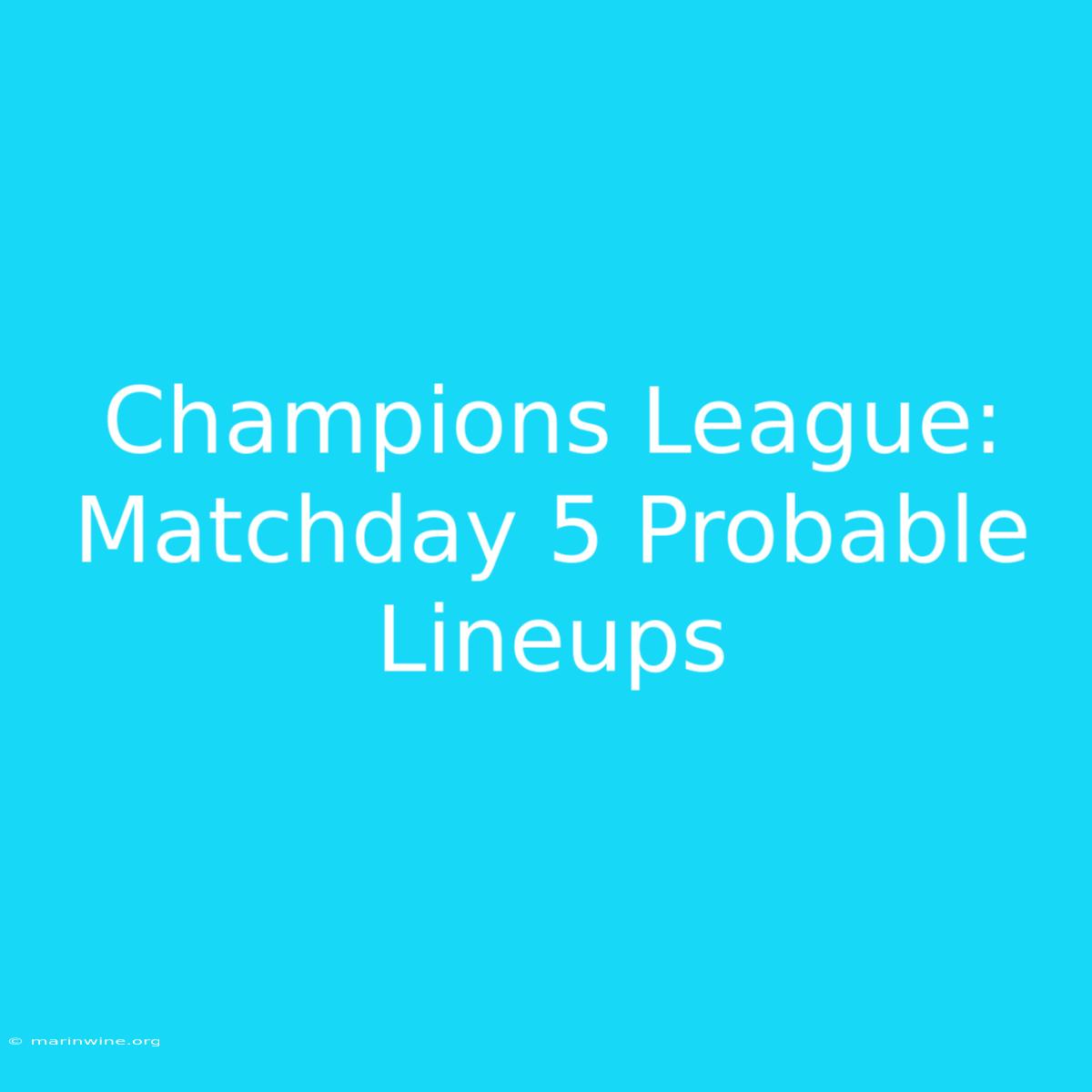 Champions League: Matchday 5 Probable Lineups