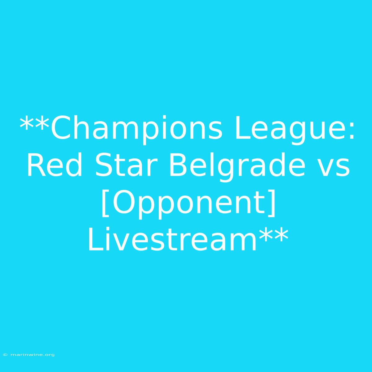 **Champions League: Red Star Belgrade Vs [Opponent] Livestream** 