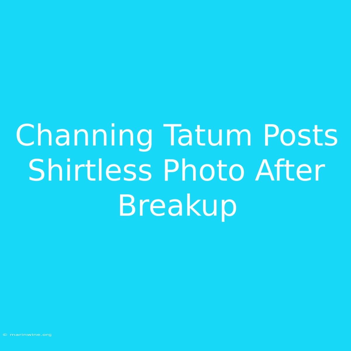 Channing Tatum Posts Shirtless Photo After Breakup