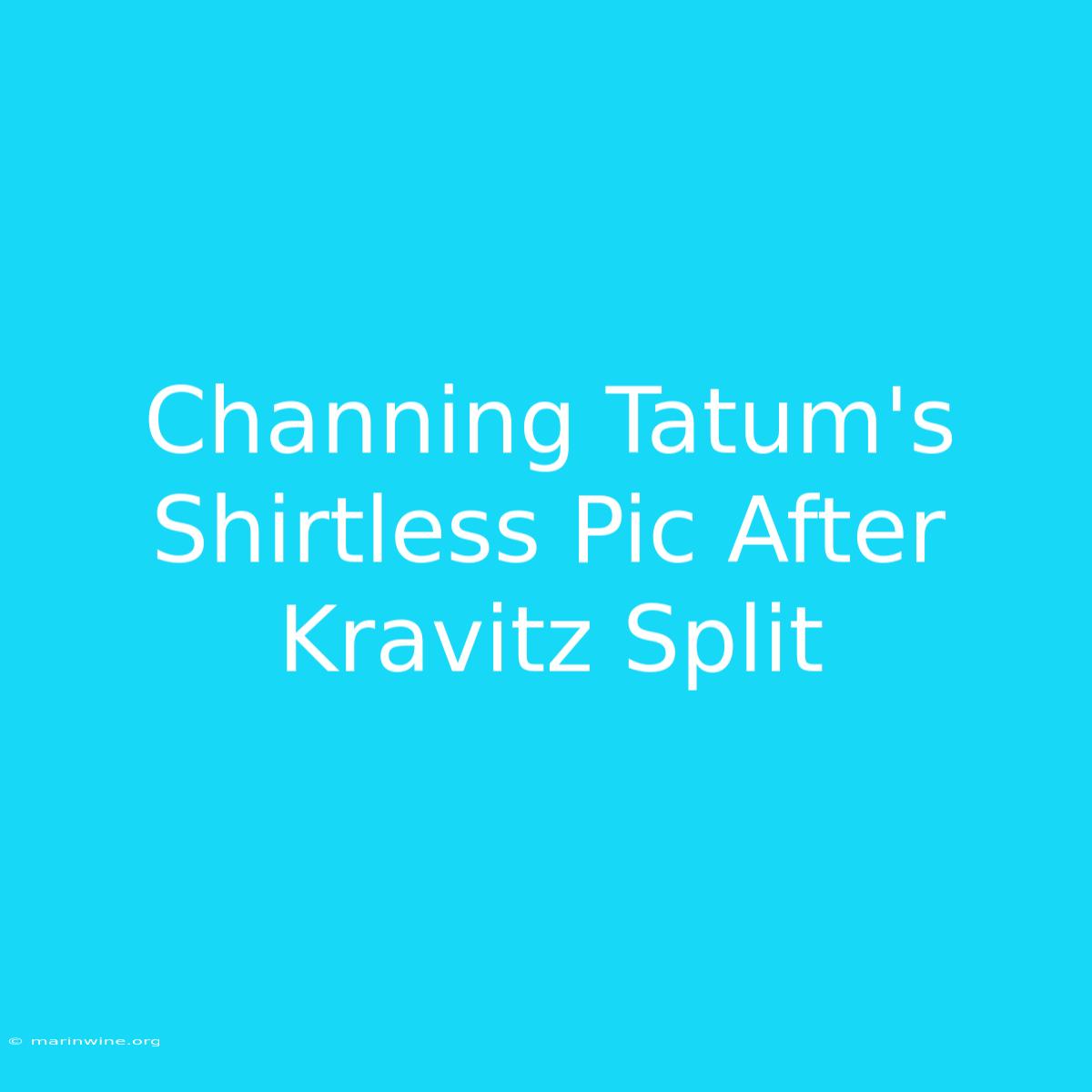 Channing Tatum's Shirtless Pic After Kravitz Split 