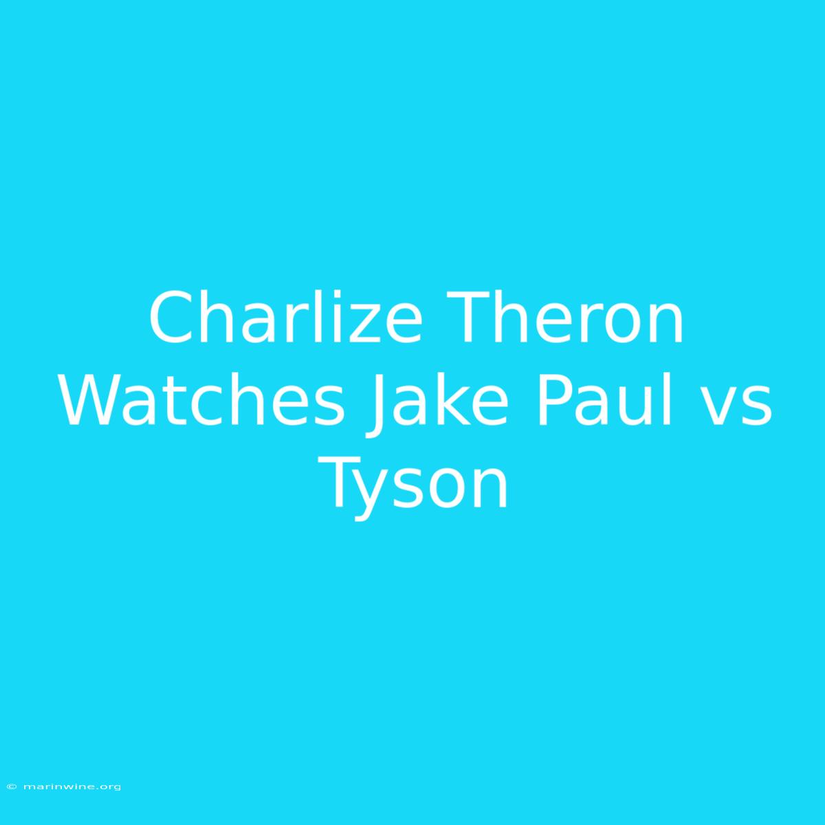 Charlize Theron Watches Jake Paul Vs Tyson