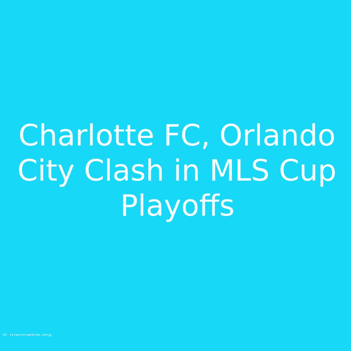 Charlotte FC, Orlando City Clash In MLS Cup Playoffs 