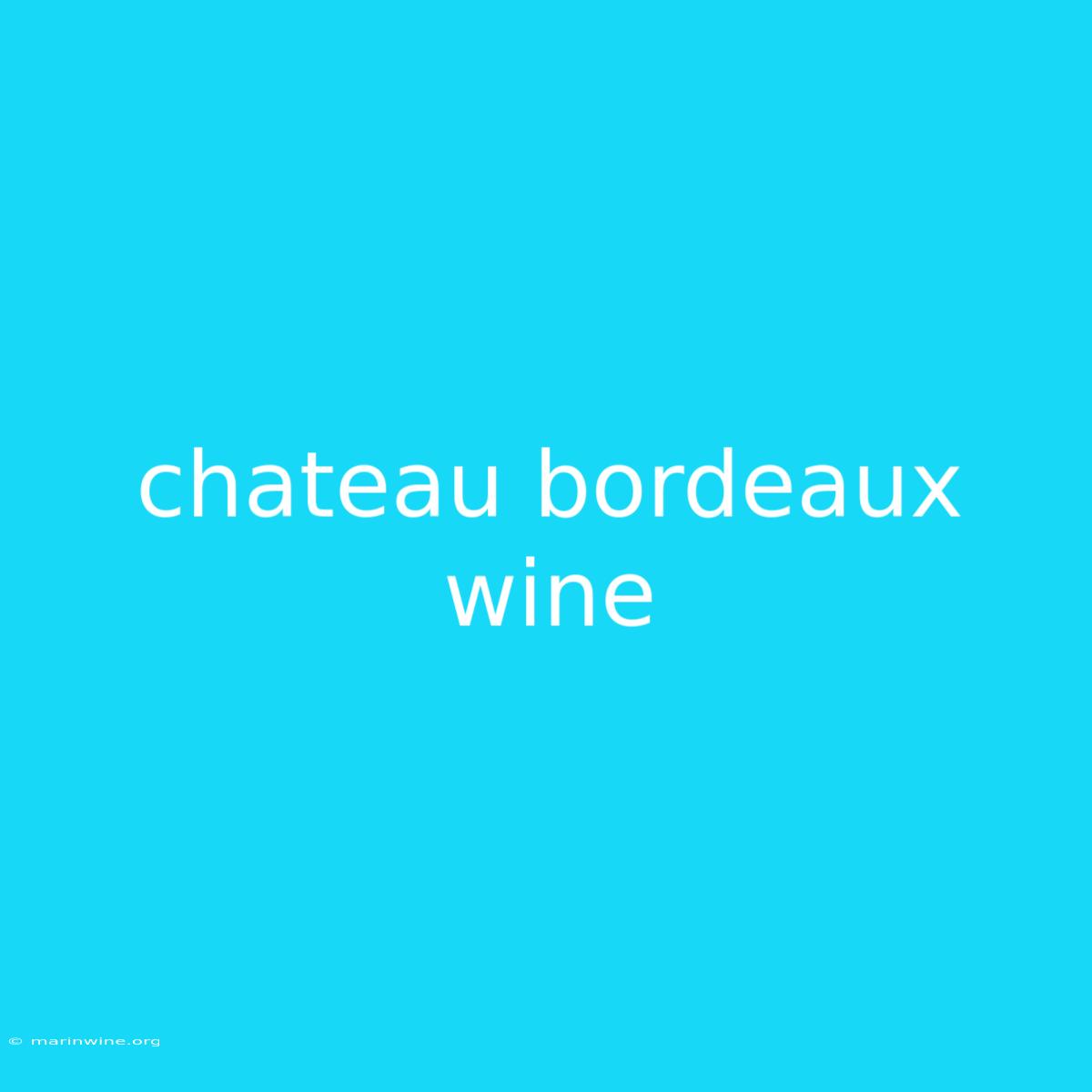 Chateau Bordeaux Wine