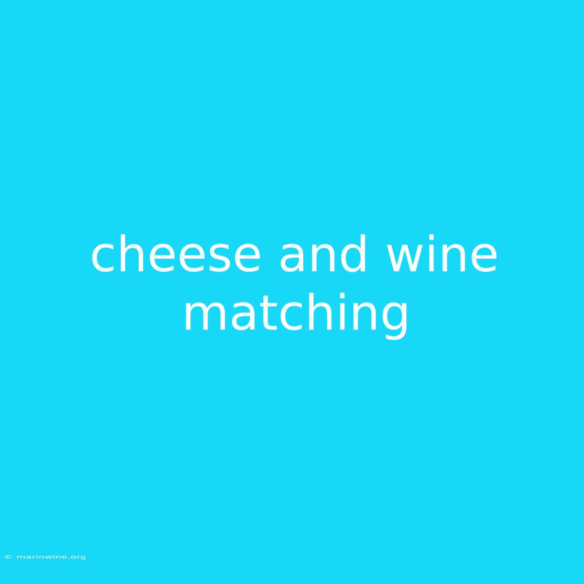 Cheese And Wine Matching