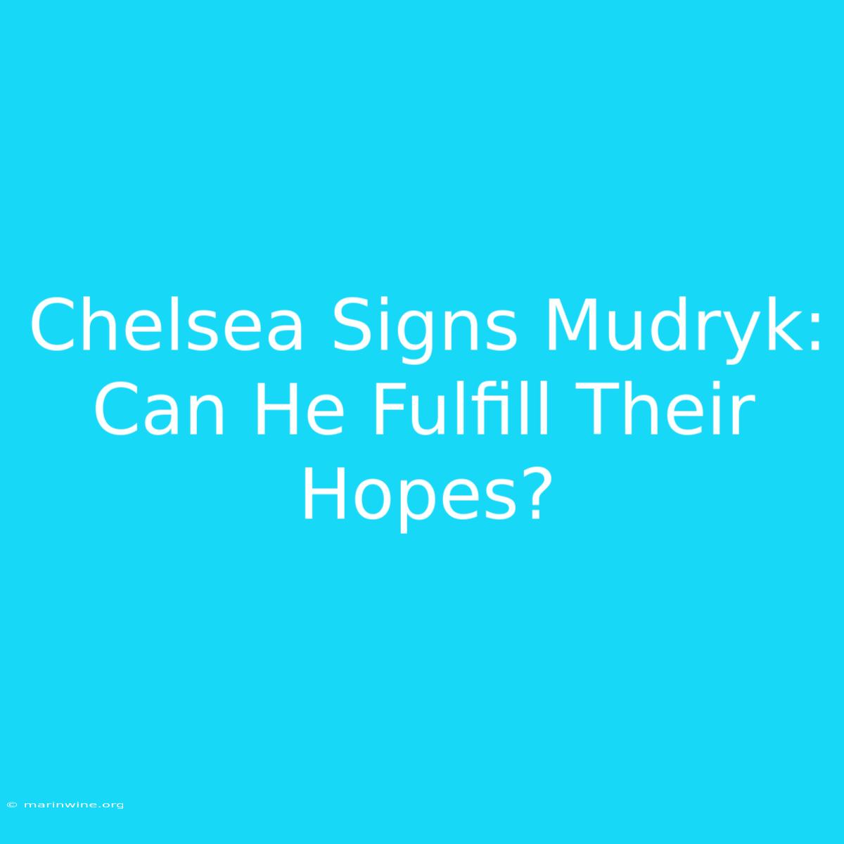 Chelsea Signs Mudryk: Can He Fulfill Their Hopes?