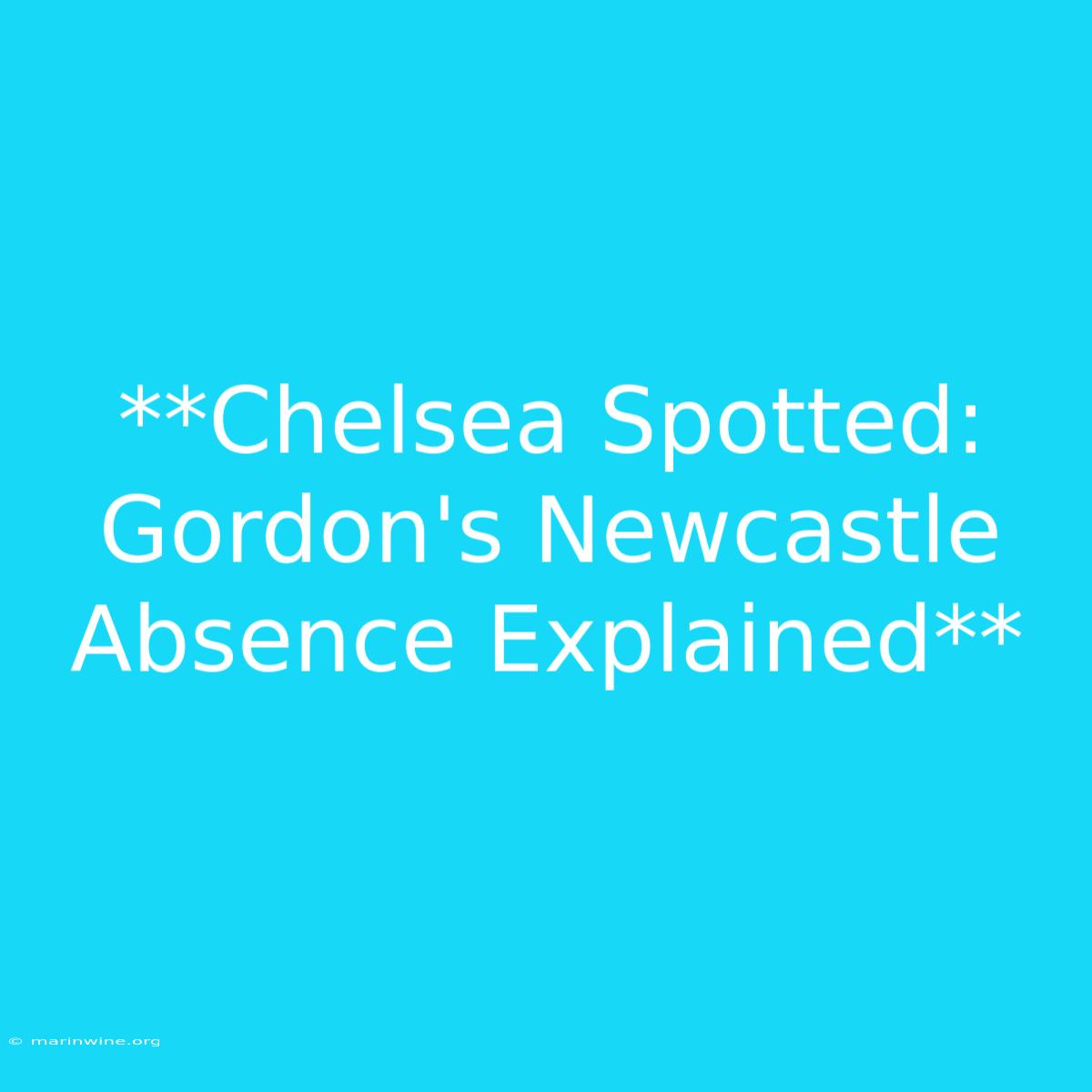 **Chelsea Spotted: Gordon's Newcastle Absence Explained** 