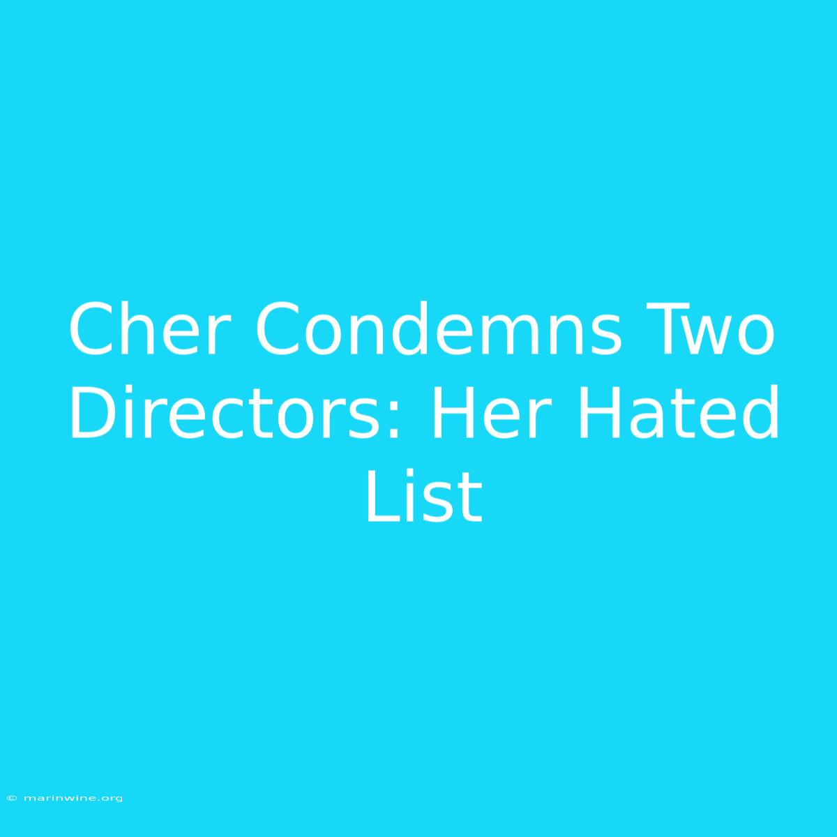 Cher Condemns Two Directors: Her Hated List