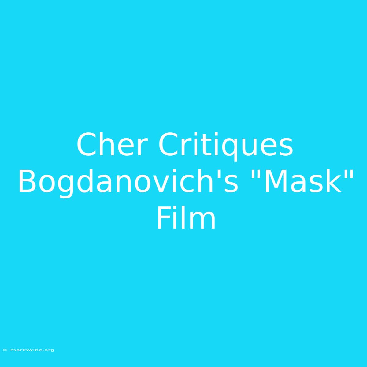 Cher Critiques Bogdanovich's 