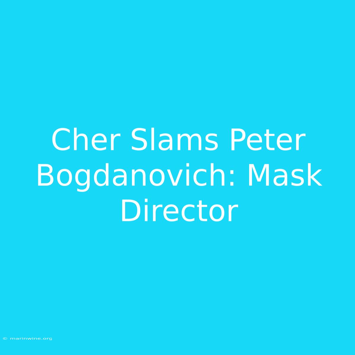 Cher Slams Peter Bogdanovich: Mask Director