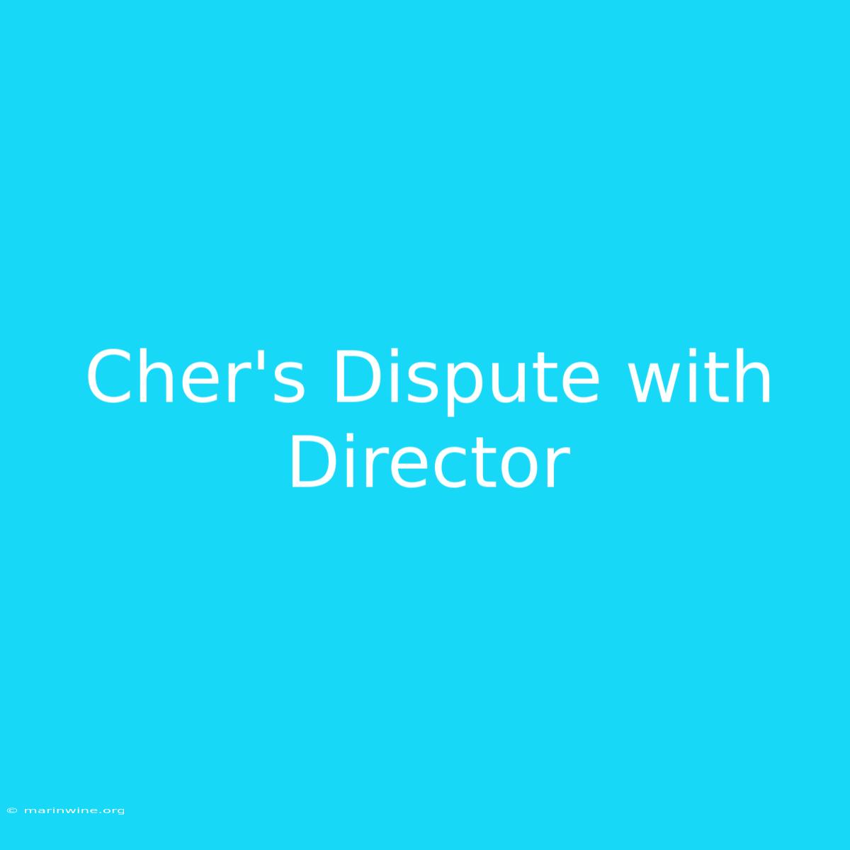 Cher's Dispute With Director