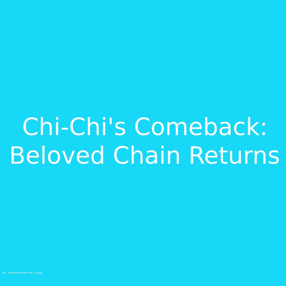 Chi-Chi's Comeback: Beloved Chain Returns