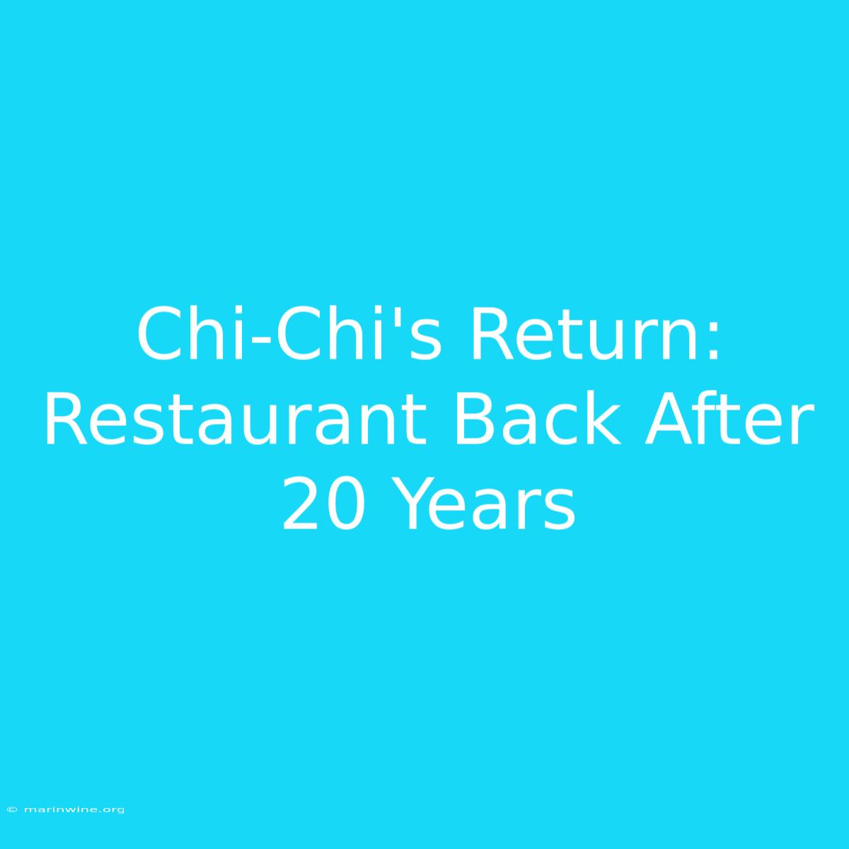 Chi-Chi's Return: Restaurant Back After 20 Years