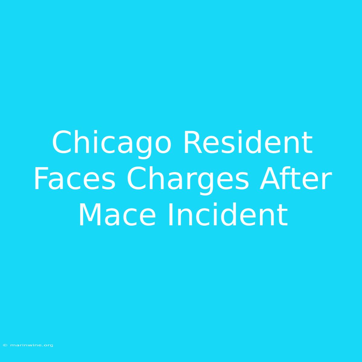 Chicago Resident Faces Charges After Mace Incident