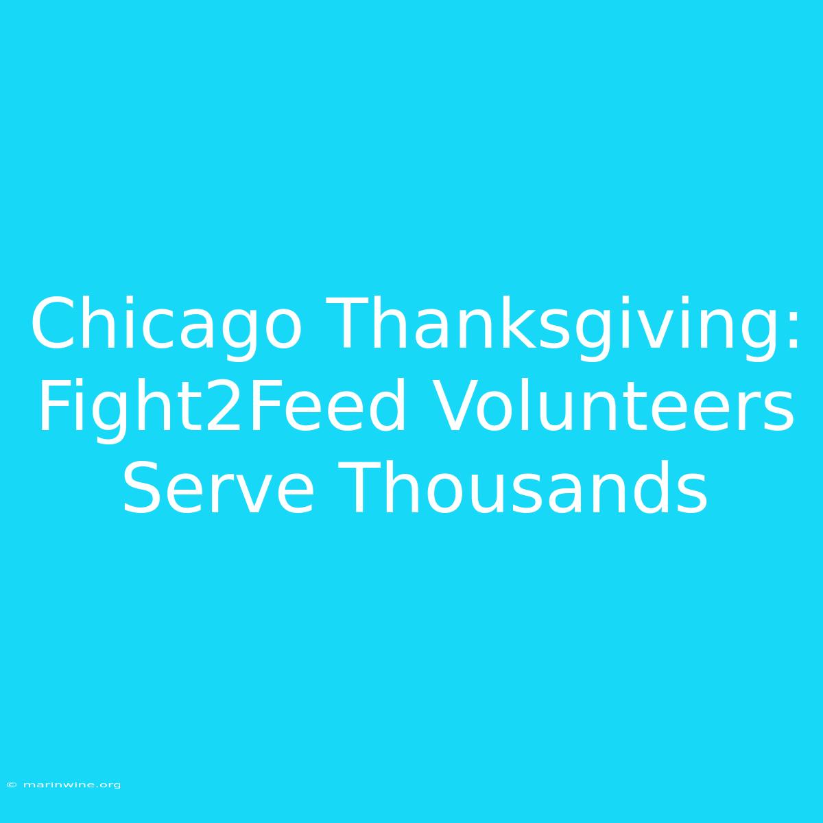 Chicago Thanksgiving: Fight2Feed Volunteers Serve Thousands