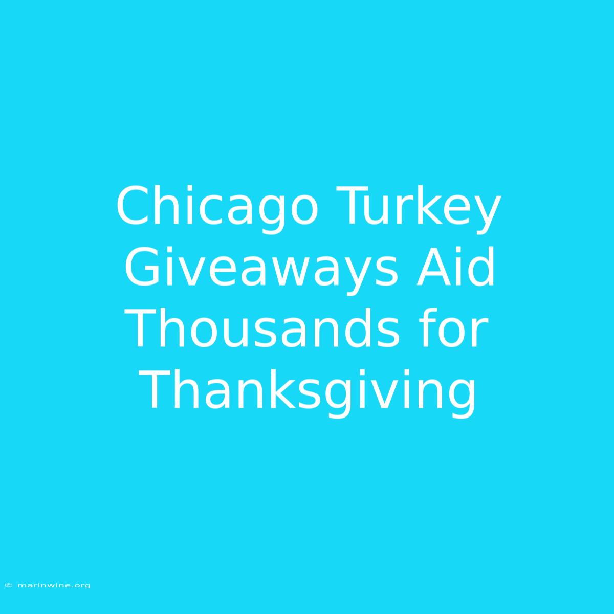 Chicago Turkey Giveaways Aid Thousands For Thanksgiving