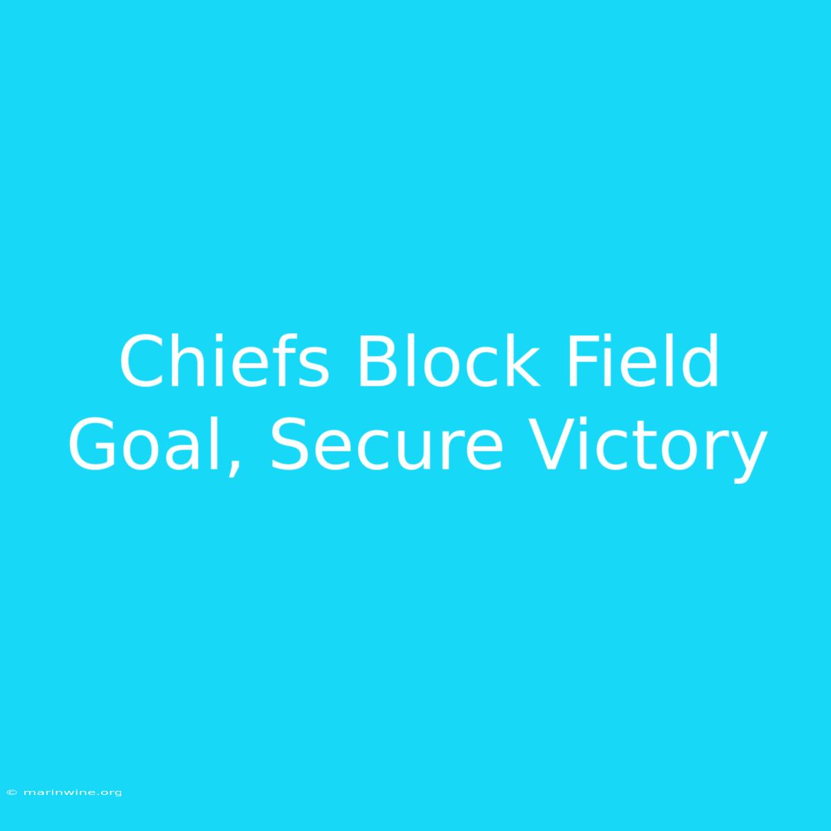 Chiefs Block Field Goal, Secure Victory 