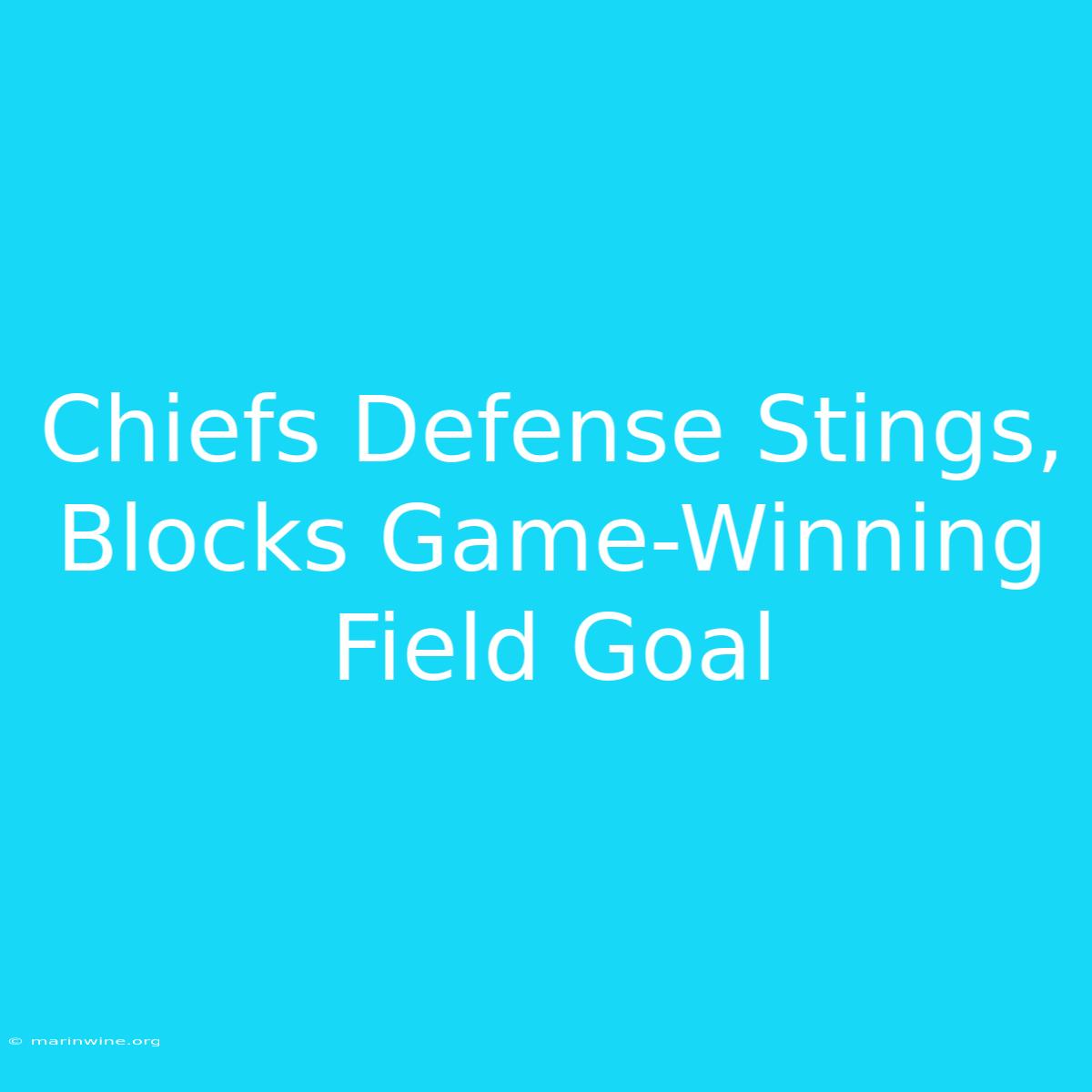 Chiefs Defense Stings, Blocks Game-Winning Field Goal