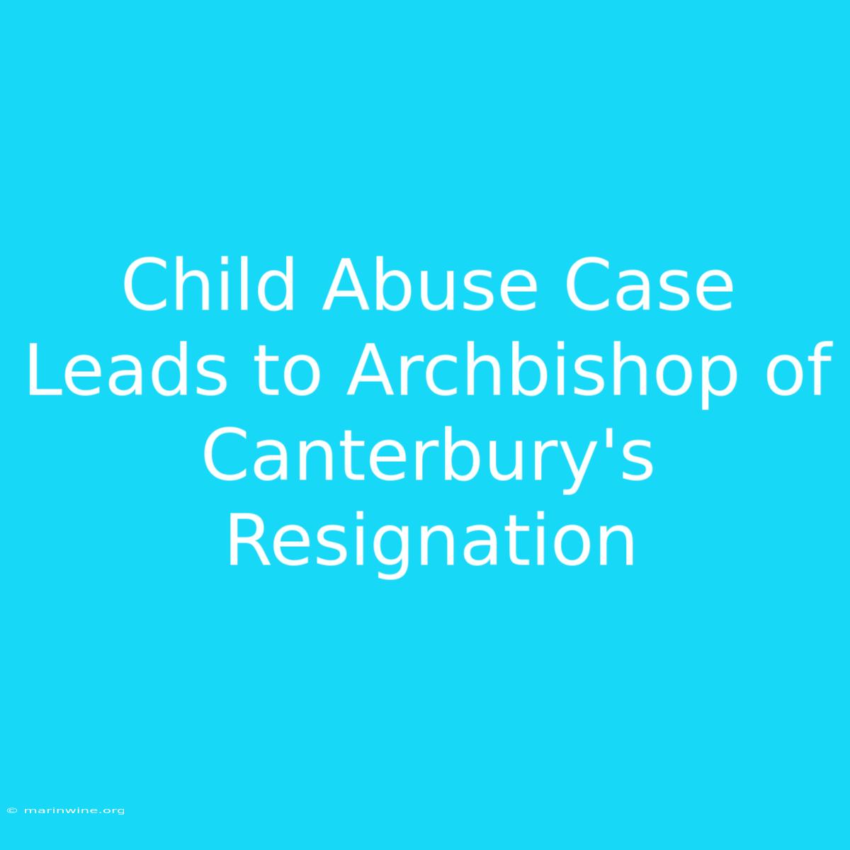 Child Abuse Case Leads To Archbishop Of Canterbury's Resignation