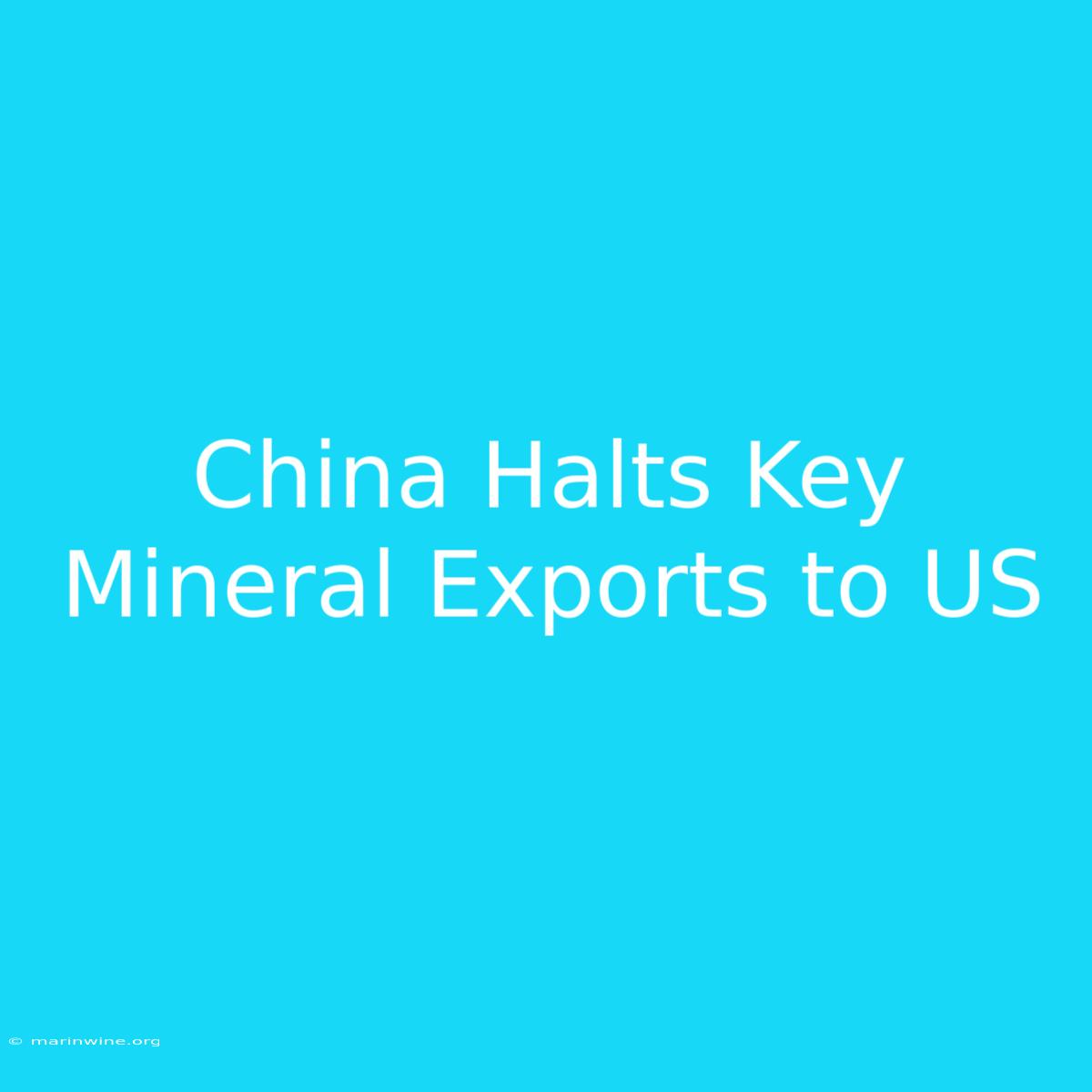 China Halts Key Mineral Exports To US