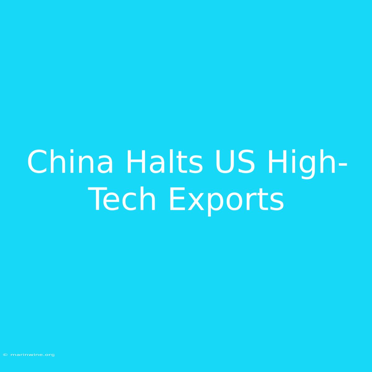 China Halts US High-Tech Exports